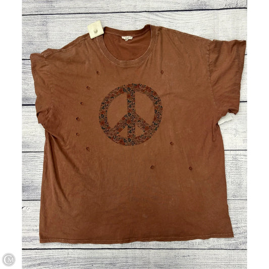 Top Short Sleeve By Easel In Brown, Size: 2x