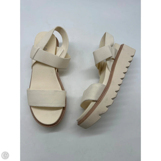Sandals Heels Wedge By Mia In Cream, Size: 7