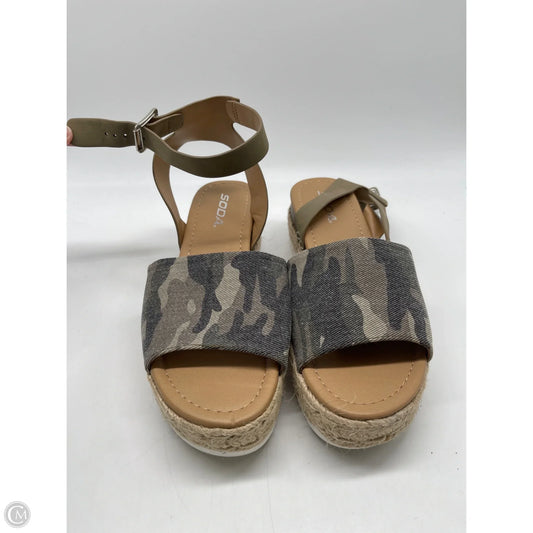 Sandals Heels Platform By Soda In Camouflage Print, Size: 8