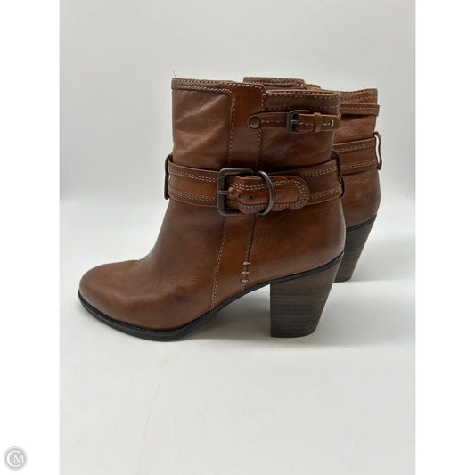Boots Ankle Heels By Sofft In Brown, Size: 9