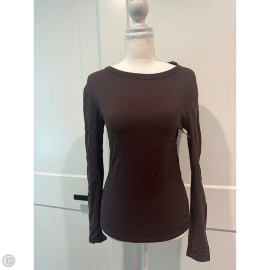 Top Long Sleeve Basic By Gap In Brown, Size: S