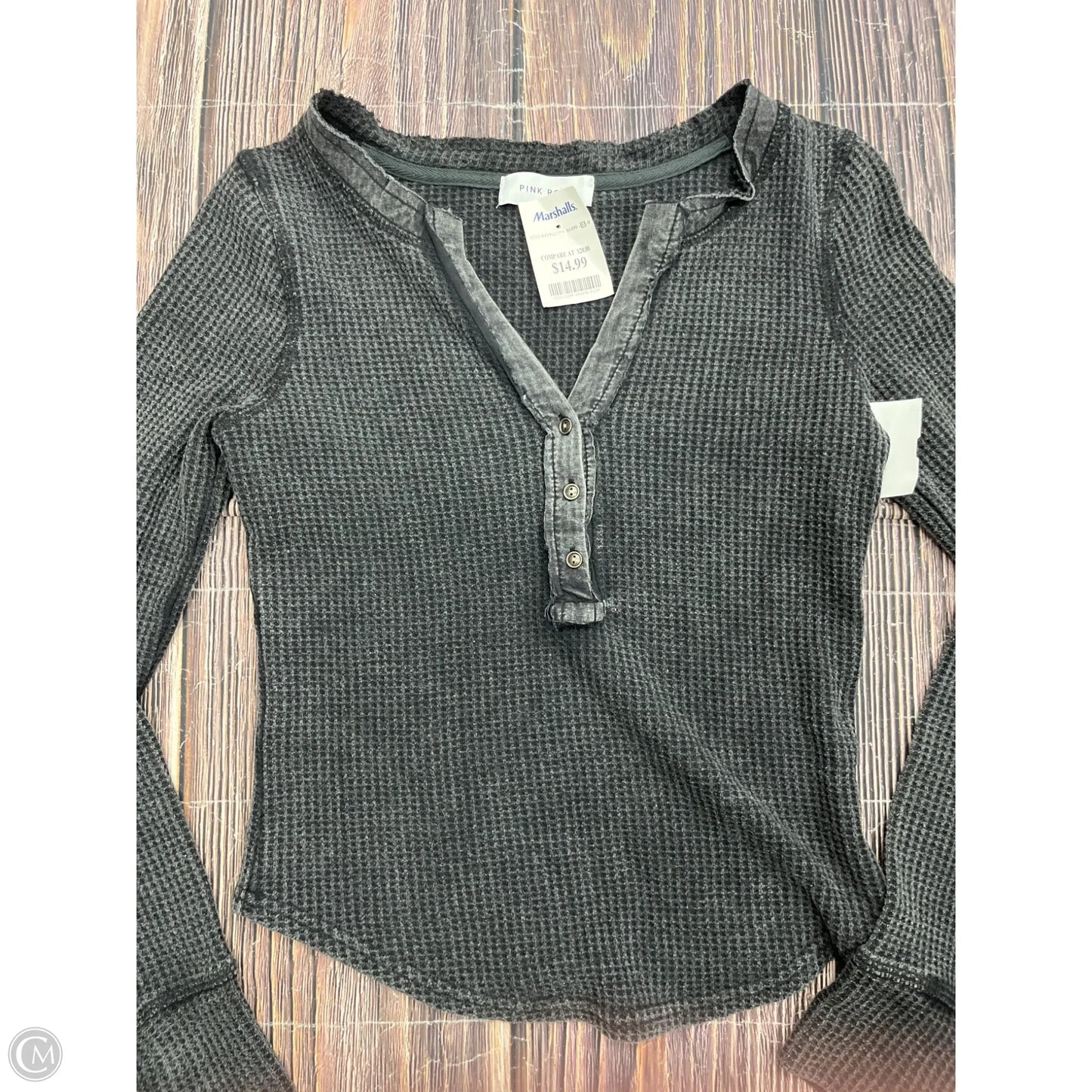 Top Long Sleeve Basic By Pink Rose In Grey, Size: M