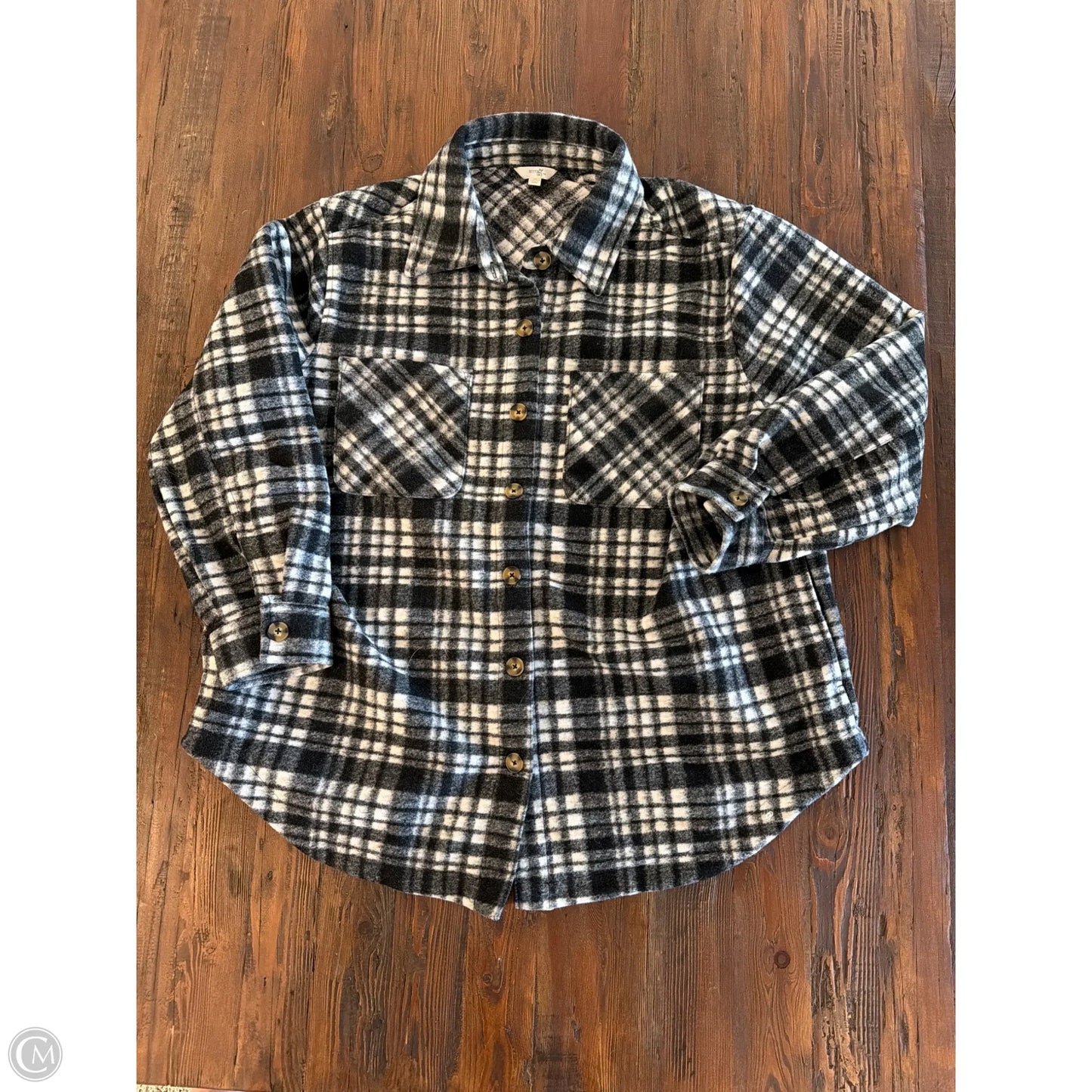 Jacket Shirt By Terra & Sky In Black, Size: 1x