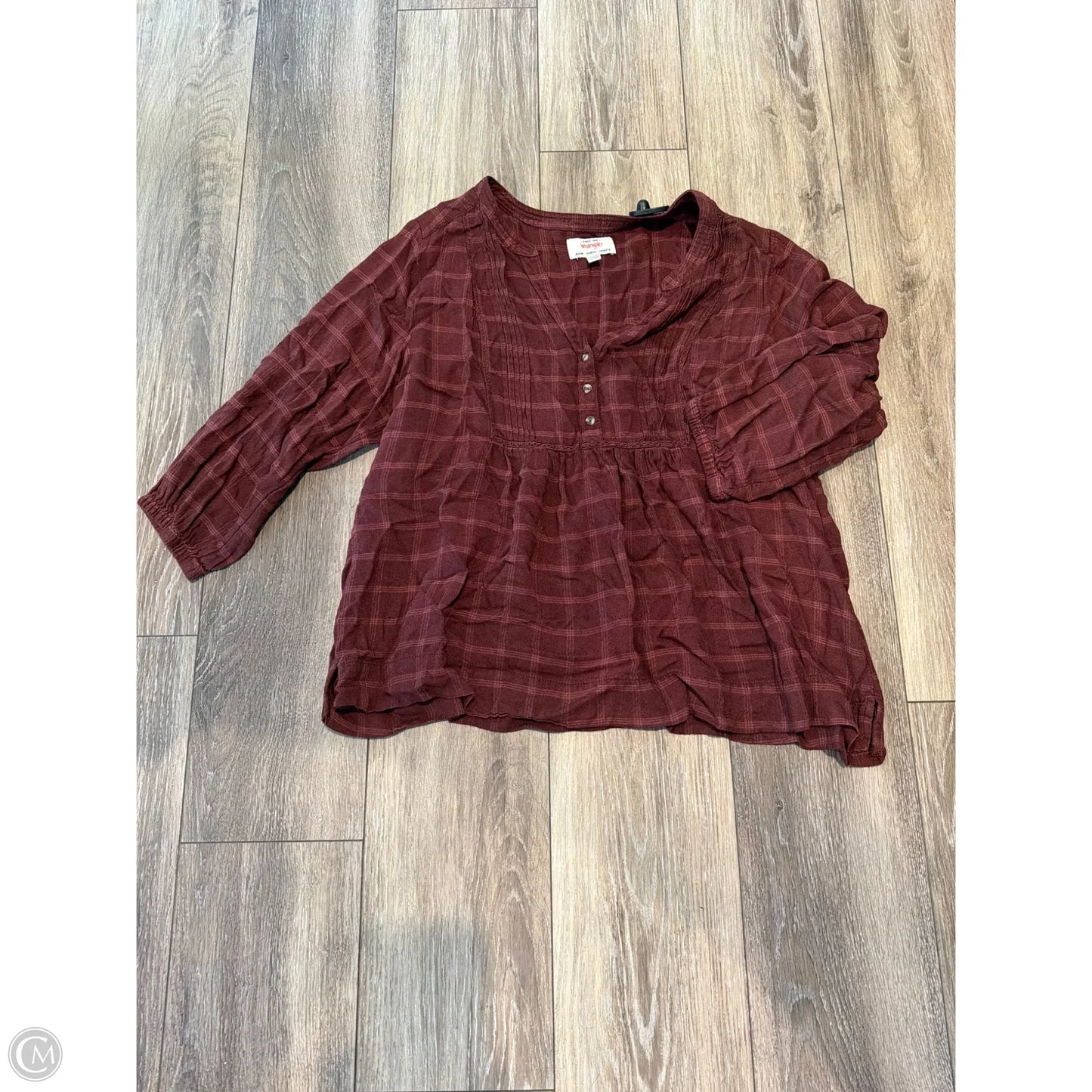 Top 3/4 Sleeve By Wrangler In Red, Size: Xl