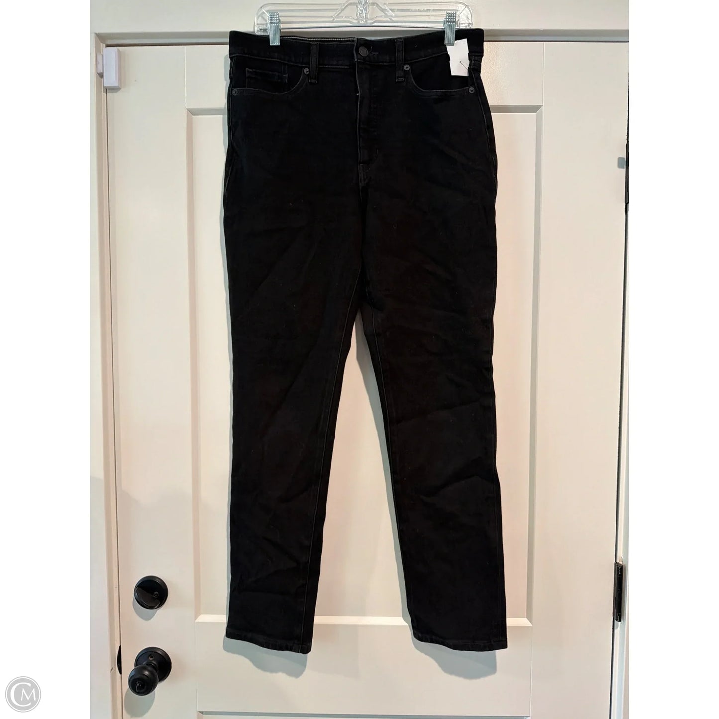 Jeans Straight By Banana Republic In Black Denim, Size: 12l