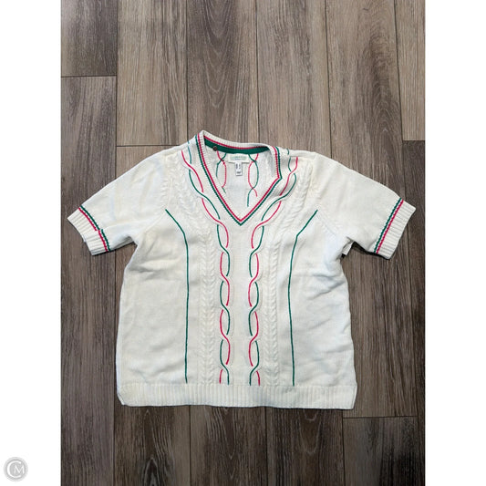 Sweater Short Sleeve By Isaac Mizrahi Live Qvc In White, Size: L