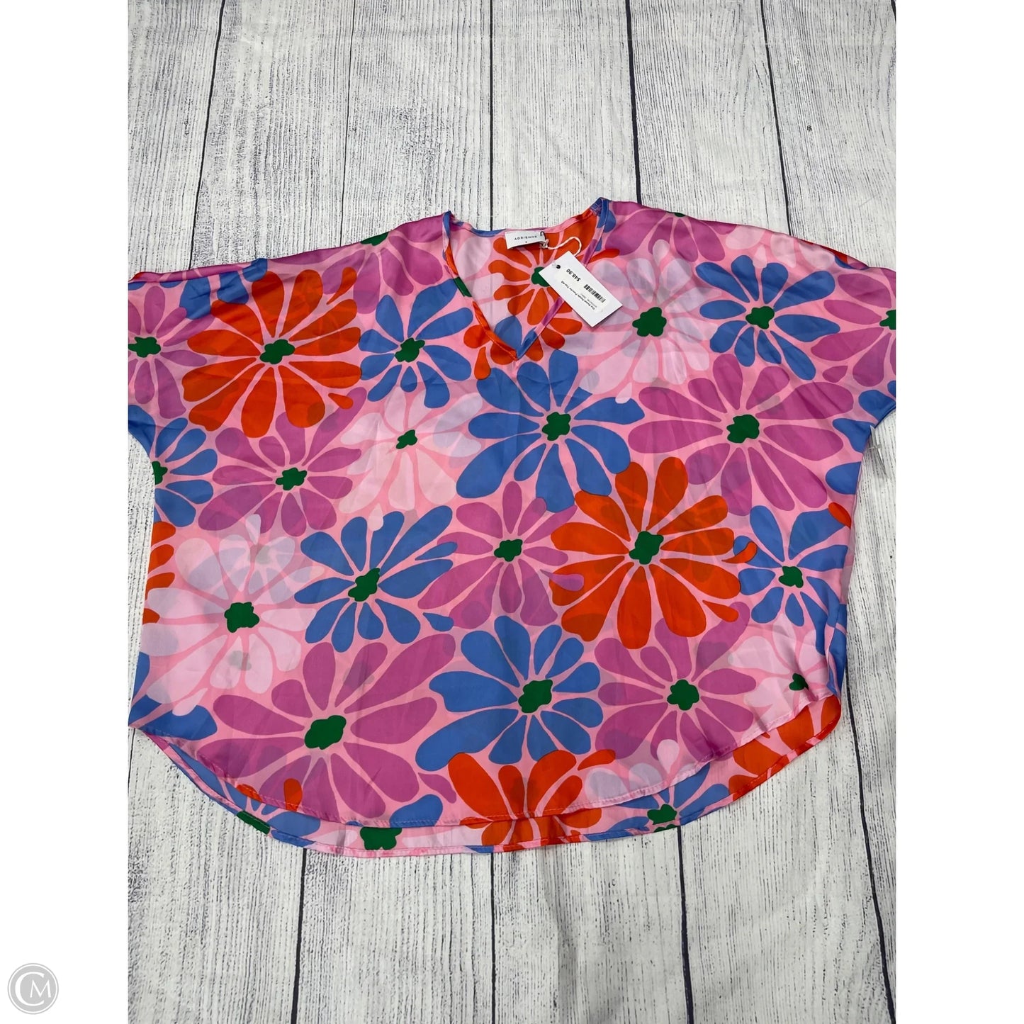 Top Short Sleeve By Adrienne In Pink, Size: S