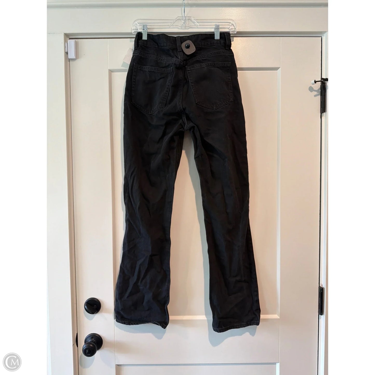 Jeans Straight By H&m In Black Denim, Size: 4