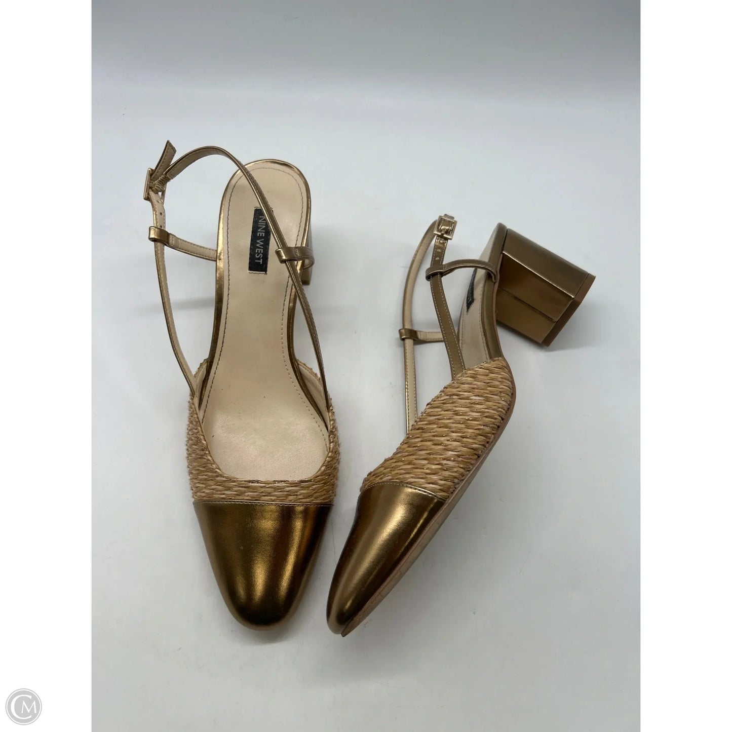 Shoes Heels Block By Nine West In Gold, Size: 12