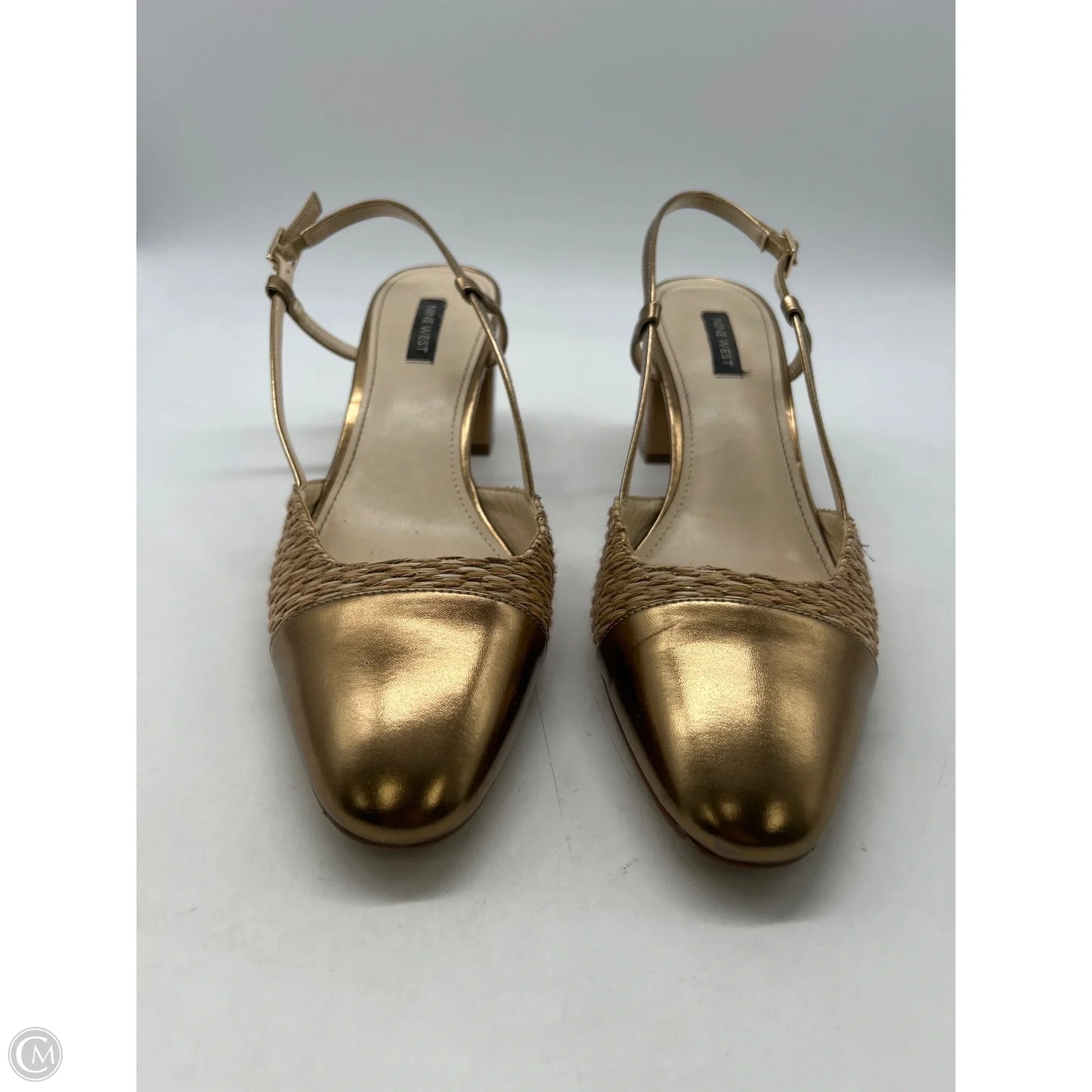 Shoes Heels Block By Nine West In Gold, Size: 12