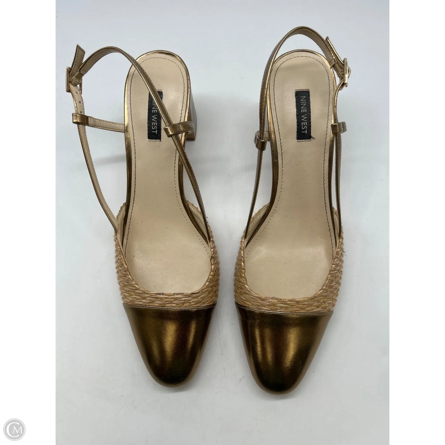Shoes Heels Block By Nine West In Gold, Size: 12