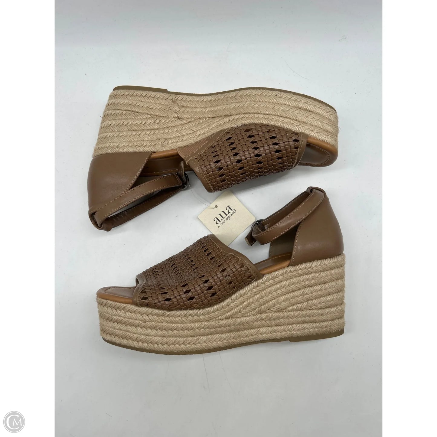 Shoes Heels Wedge By Ana In Brown, Size: 9