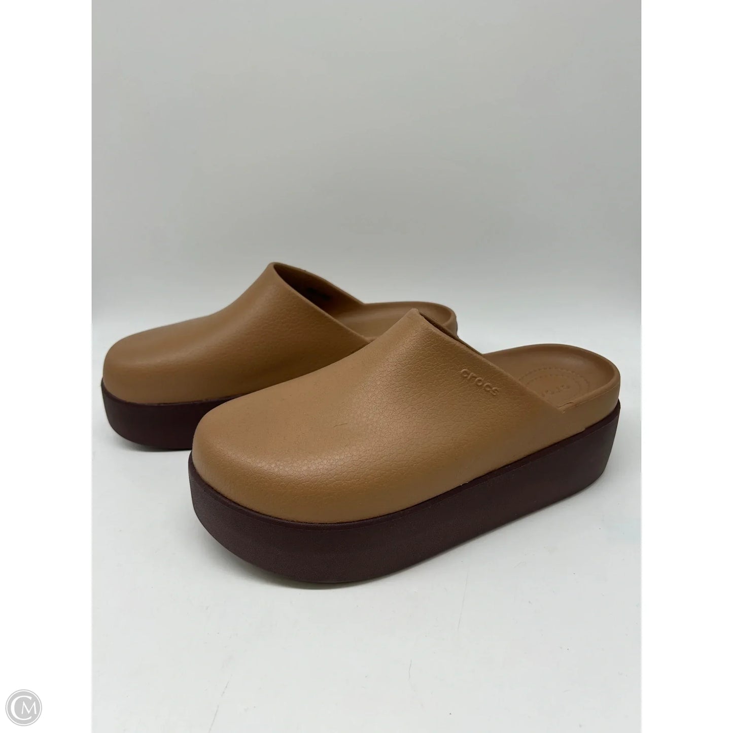 Shoes Heels Platform By Crocs In Brown, Size: 10