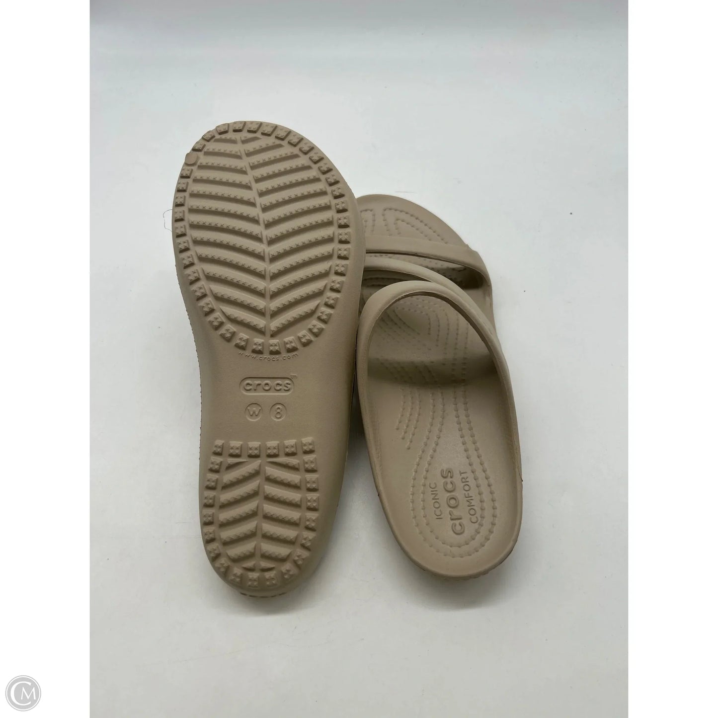 Sandals Flats By Crocs In Tan, Size: 8