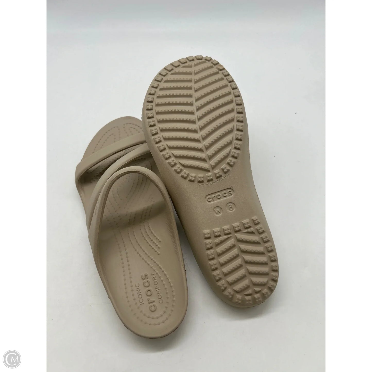 Sandals Flats By Crocs In Tan, Size: 8