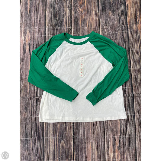 Top Long Sleeve Basic By Old Navy In Green & White, Size: Xl