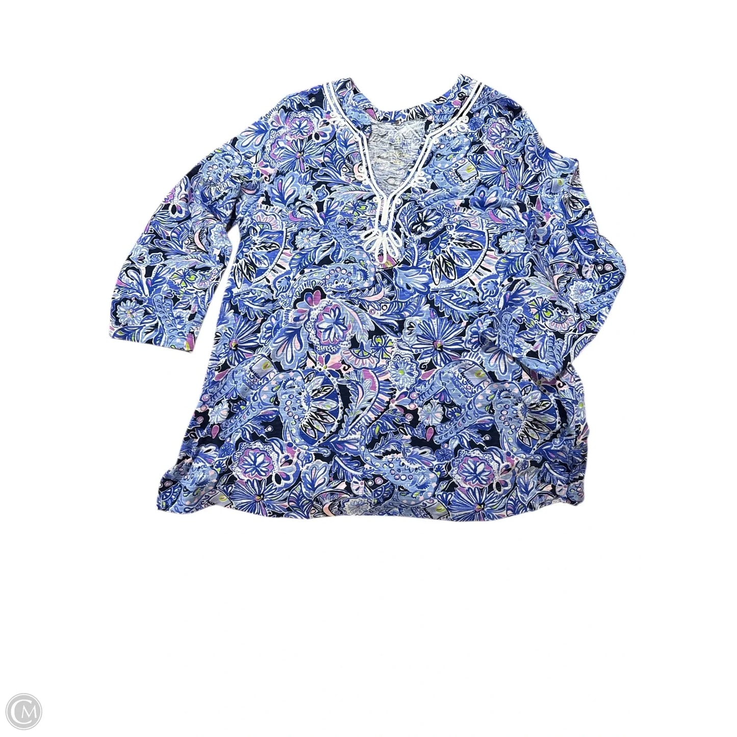 Top 3/4 Sleeve Designer By Lilly Pulitzer In Purple, Size: Xl