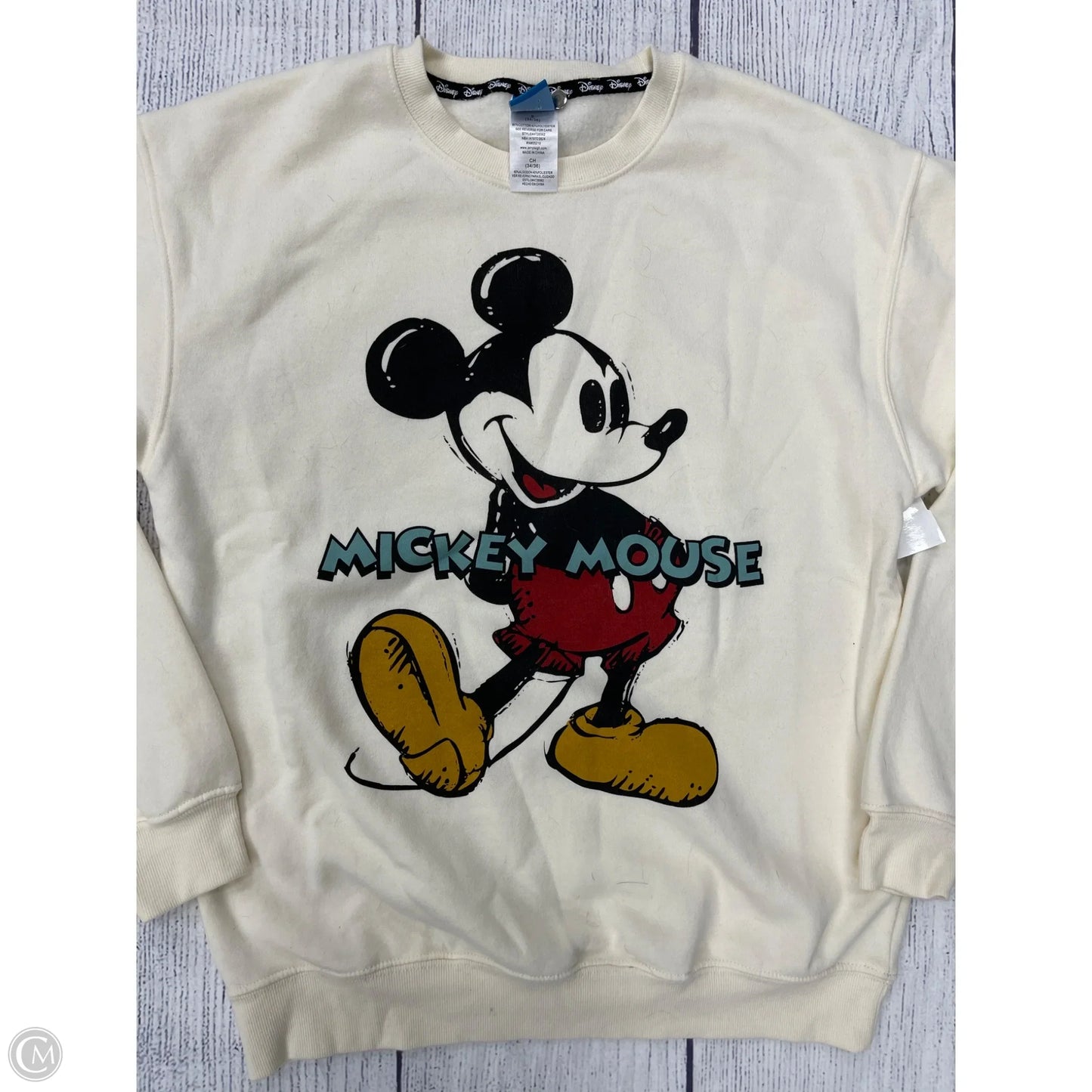 Sweatshirt Crewneck By Disney In Cream, Size: S