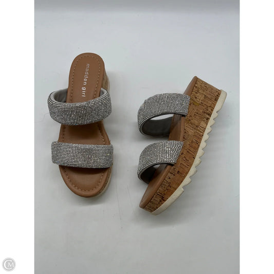 Sandals Heels Wedge By Madden Girl In Silver, Size: 6