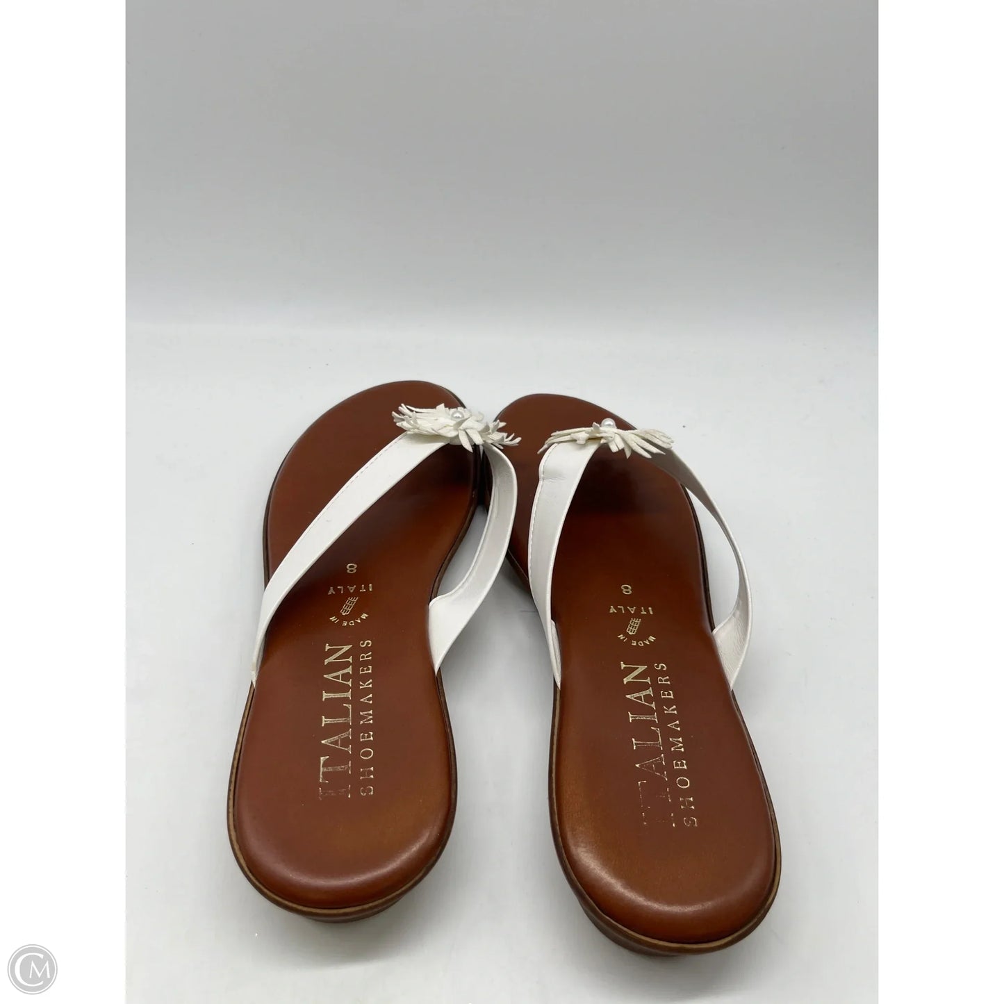 Sandals Flip Flops By Italian Shoemakers In White, Size: 8
