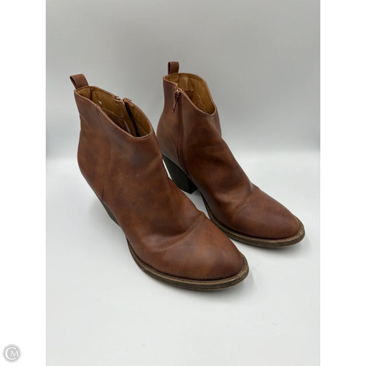 Boots Ankle Heels By Maurices In Brown, Size: 10