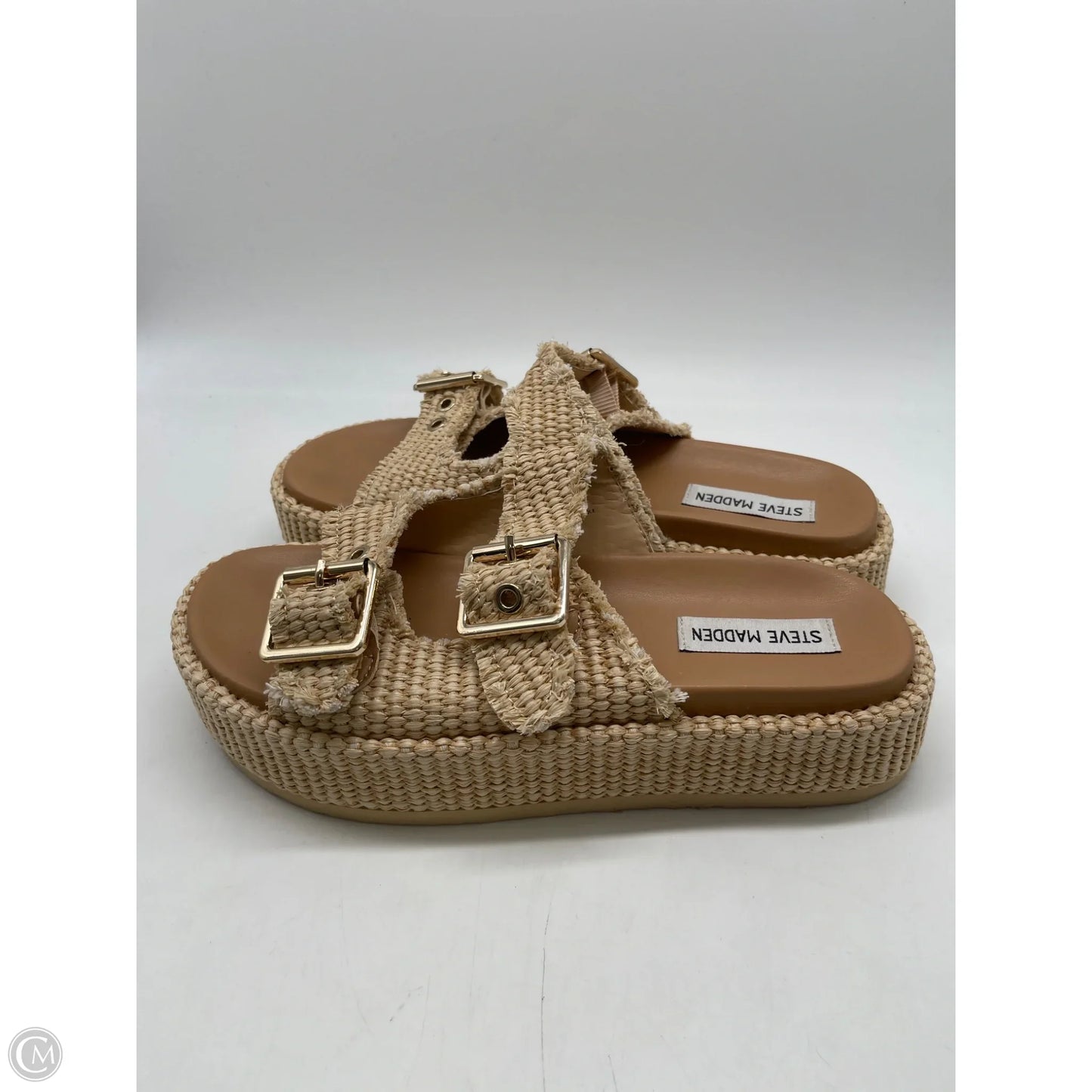 Sandals Heels Platform By Steve Madden In Tan, Size: 8