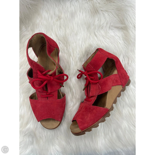 Sandals Heels Wedge By Sorel In Red, Size: 11