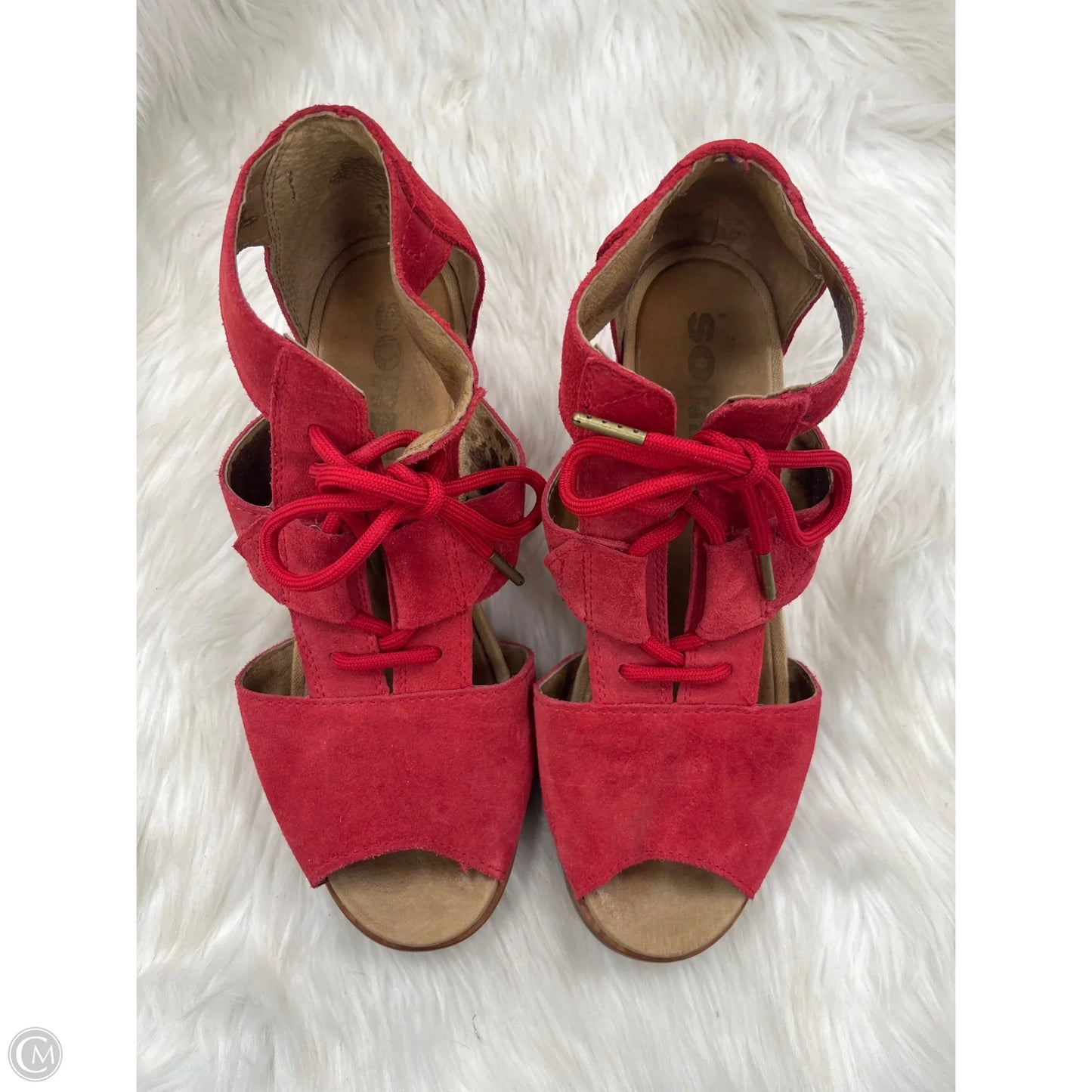 Sandals Heels Wedge By Sorel In Red, Size: 11