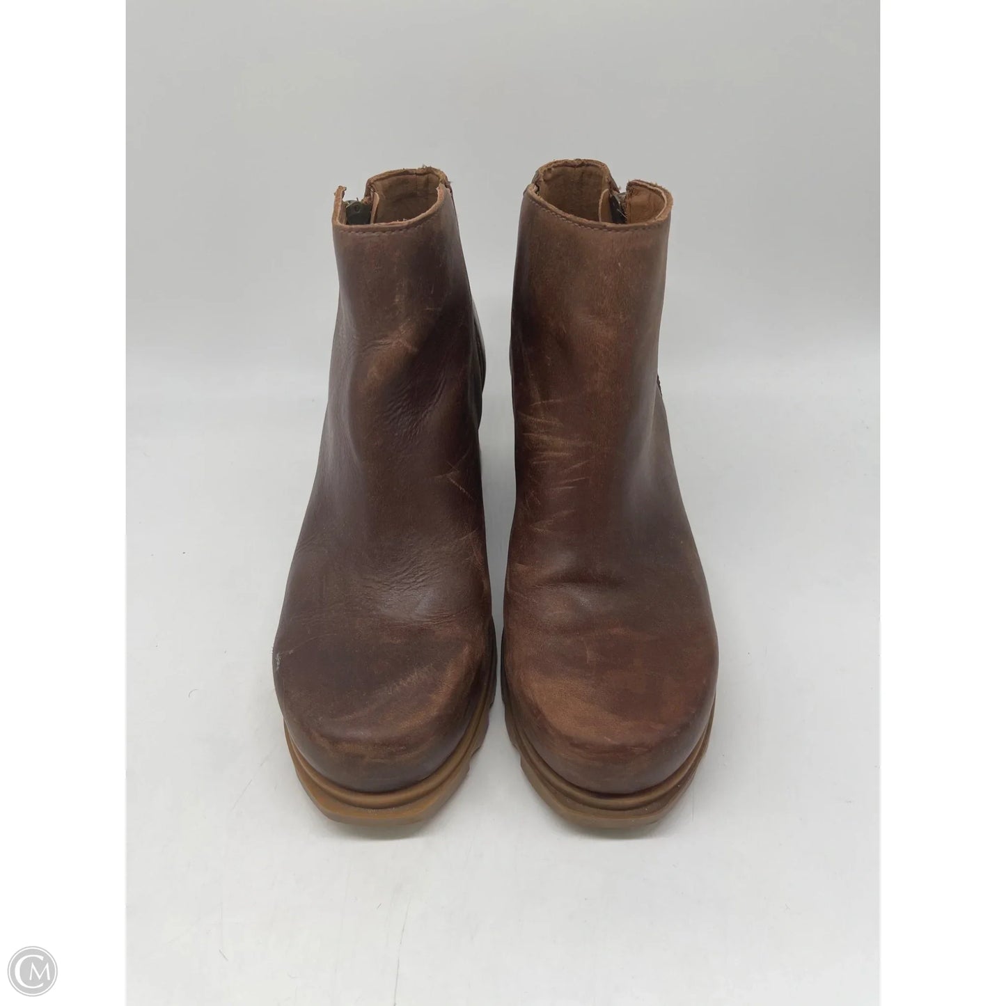 Boots Ankle Heels By Sorel In Brown, Size: 9