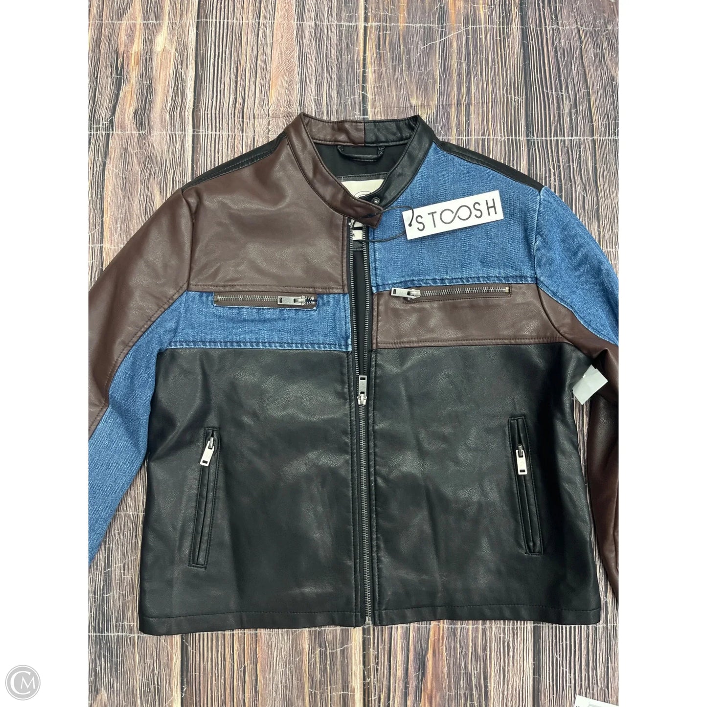 Jacket Moto By Stoosh In Blue & Brown, Size: M