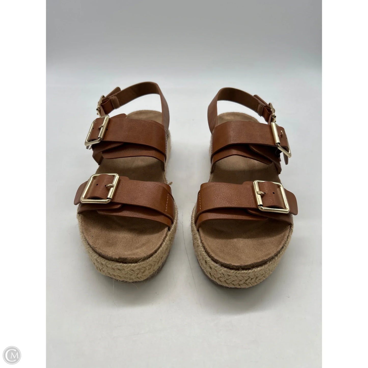 Sandals Heels Wedge By Bamboo In Brown, Size: 6