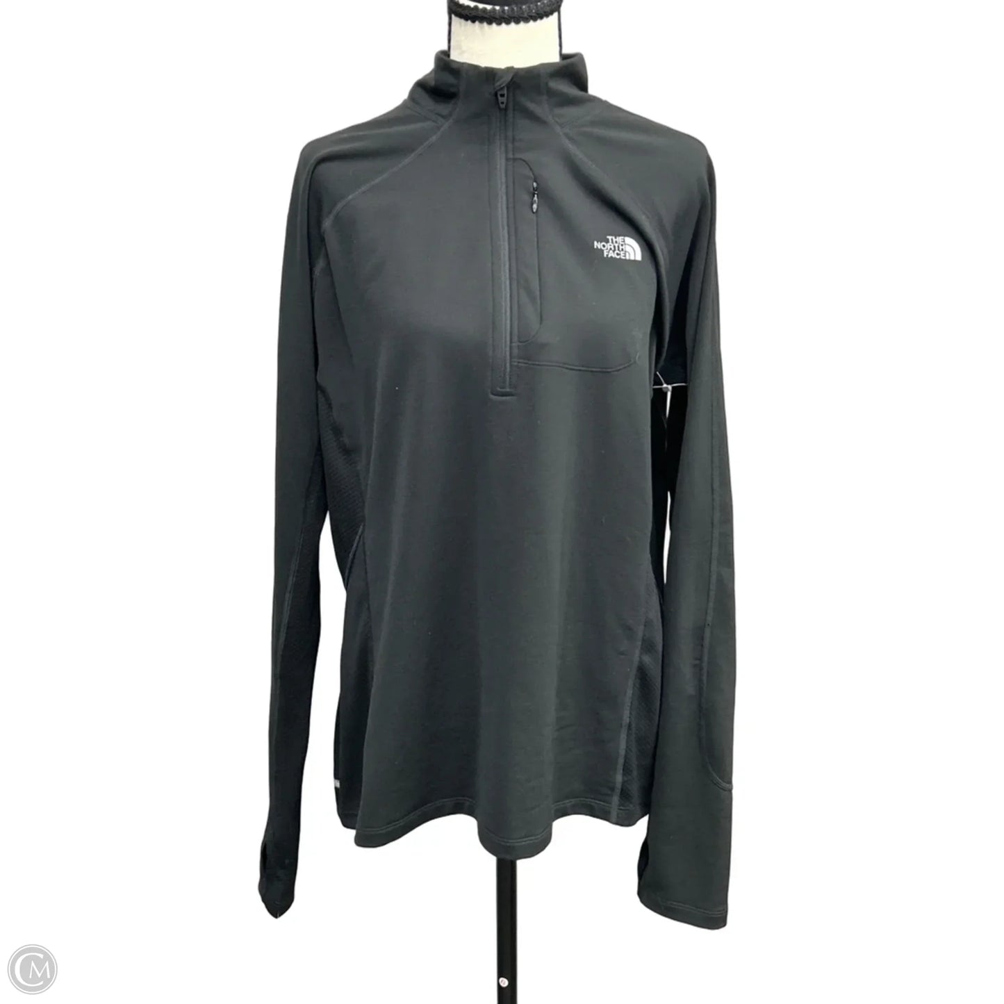 Athletic Top Long Sleeve Collar By The North Face In Black, Size: Xl