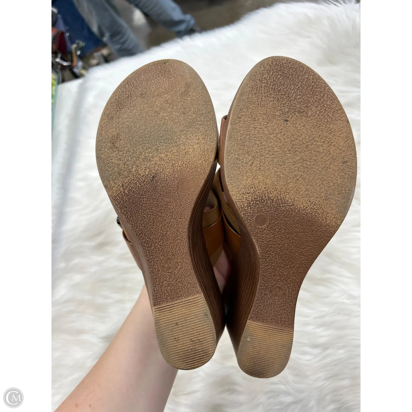 Sandals Heels Wedge By Italian Shoemakers In Brown, Size: 7