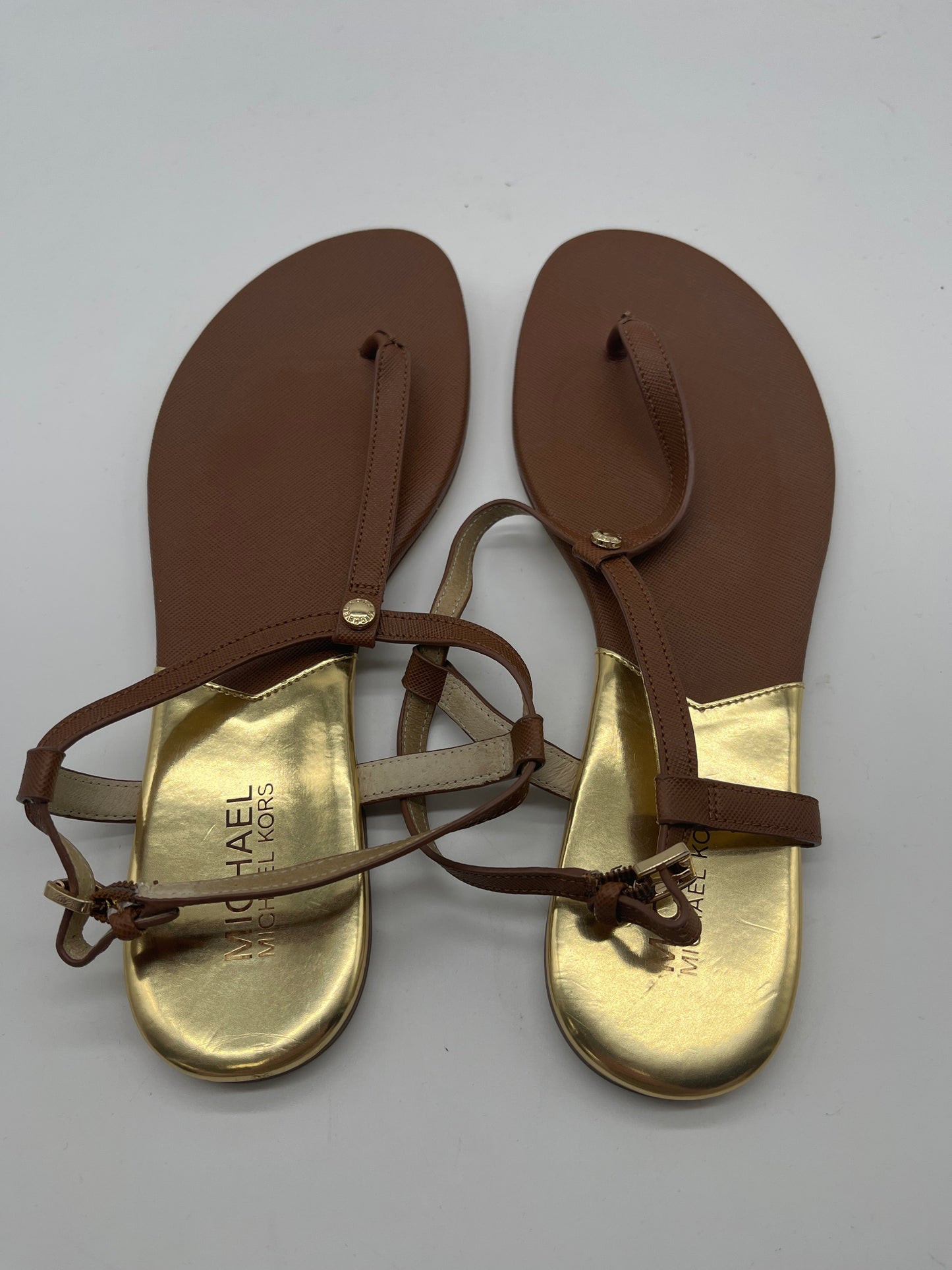 Brown Sandals Flats Michael Kors, Size 9.5