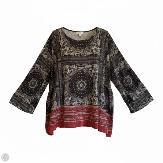 Top Long Sleeve By Suzanne Betro In Grey, Size: 3x