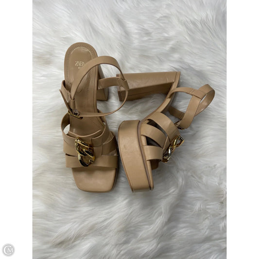 Sandals Heels Block By Zara In Tan, Size: 10