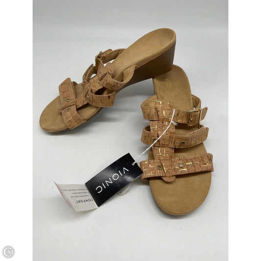 Sandals Heels Wedge By Vionic In Tan, Size: 9