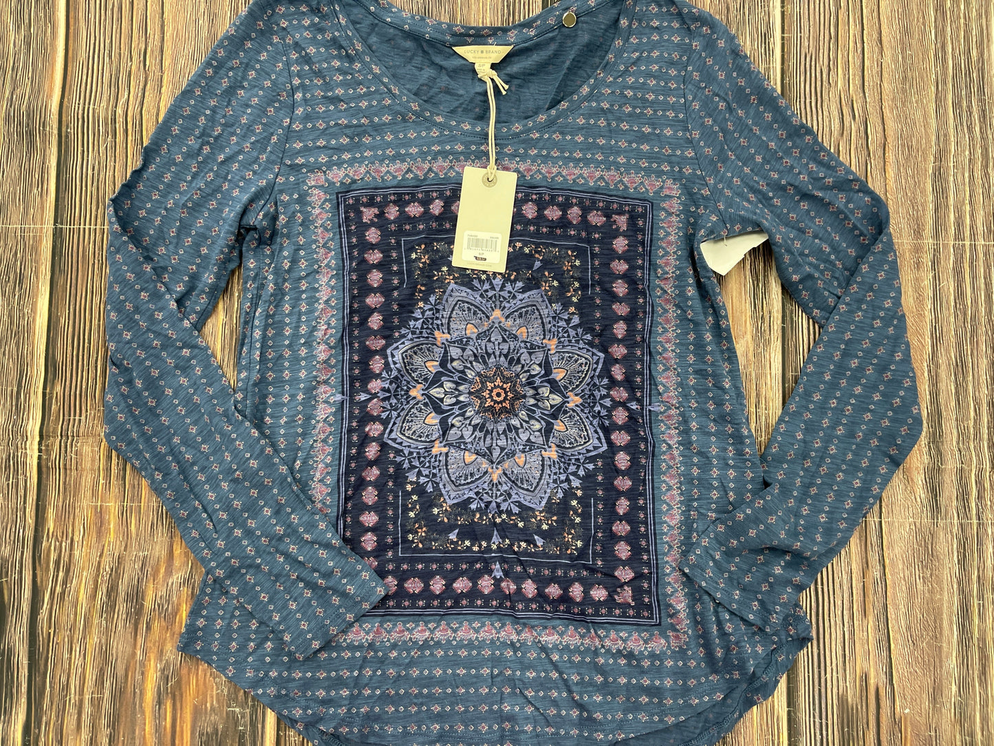 Blue Top Long Sleeve Lucky Brand, Size Petite   S