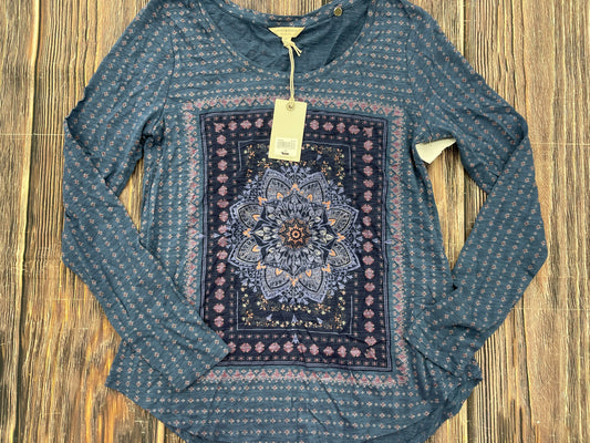 Blue Top Long Sleeve Lucky Brand, Size Petite   S