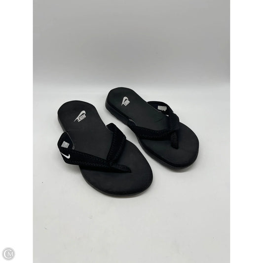 Sandals Flip Flops By Nike In Black, Size: 7