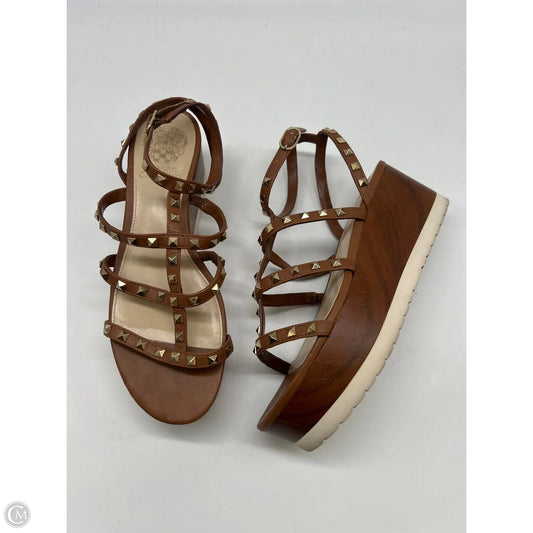 Sandals Heels Platform By Vince Camuto In Brown, Size: 7.5