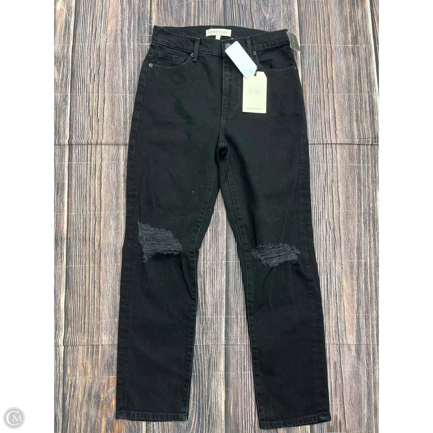 Jeans Boot Cut By Current/elliott In Black Denim, Size: 0