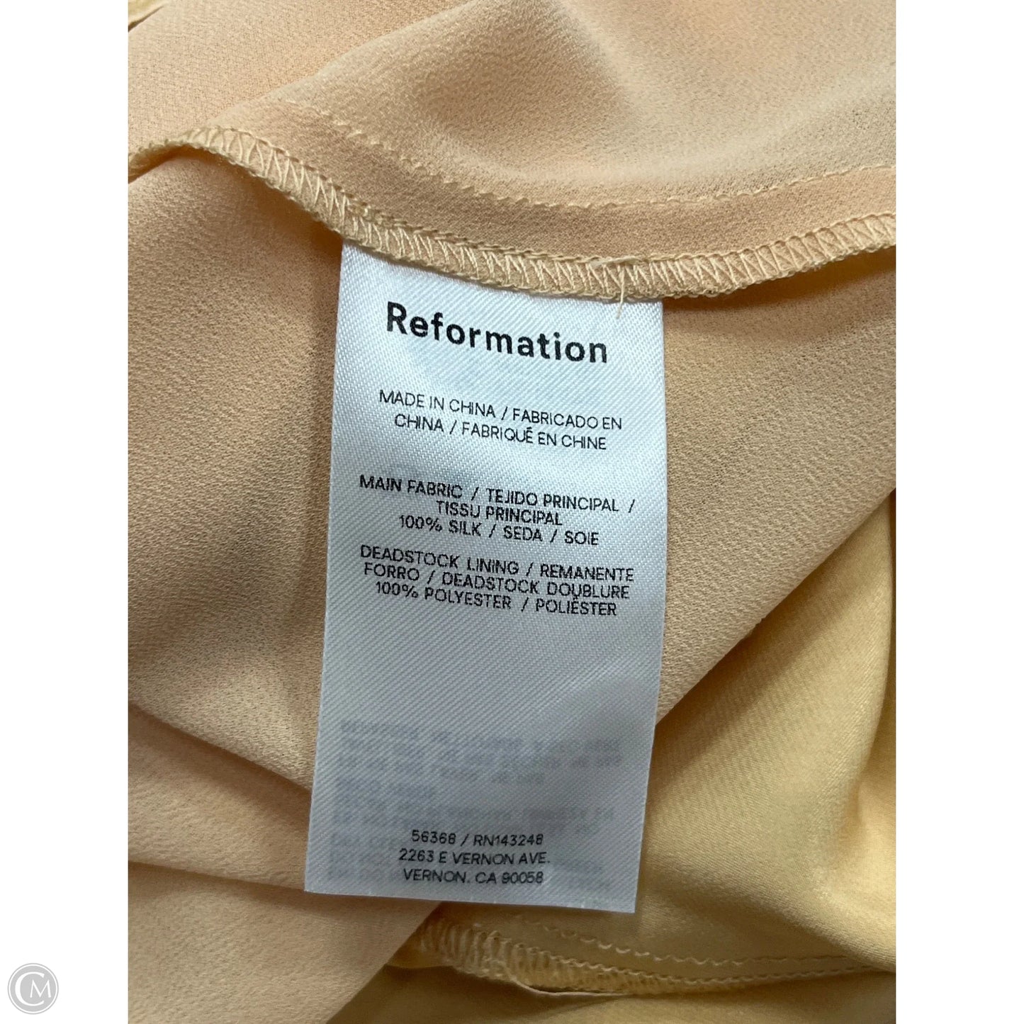 Dress Casual Maxi By Reformation In Gold, Size: M