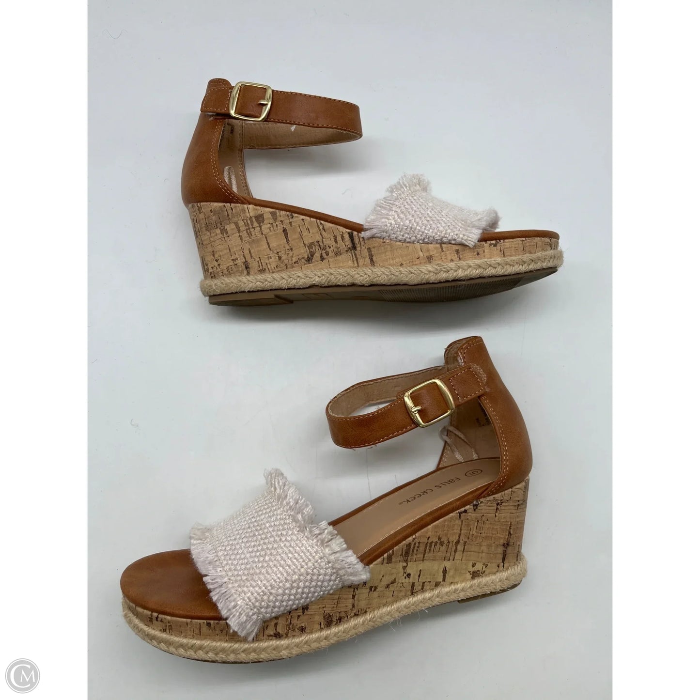 Sandals Heels Wedge By Falls Creek In Tan, Size: 5