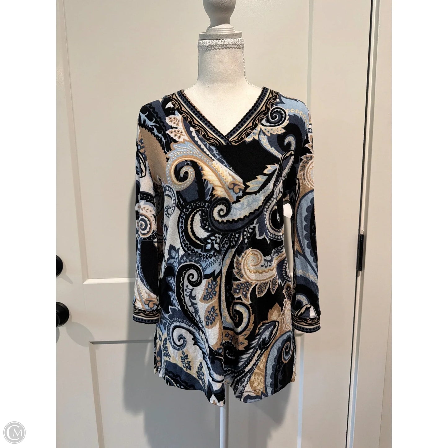 Top 3/4 Sleeve By Chicos In Blue, Size: S