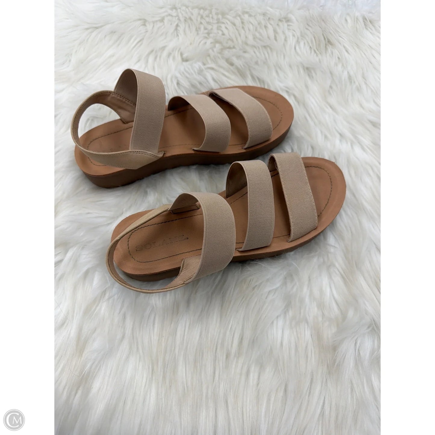 Sandals Heels Platform By Solanz In Tan, Size: 8