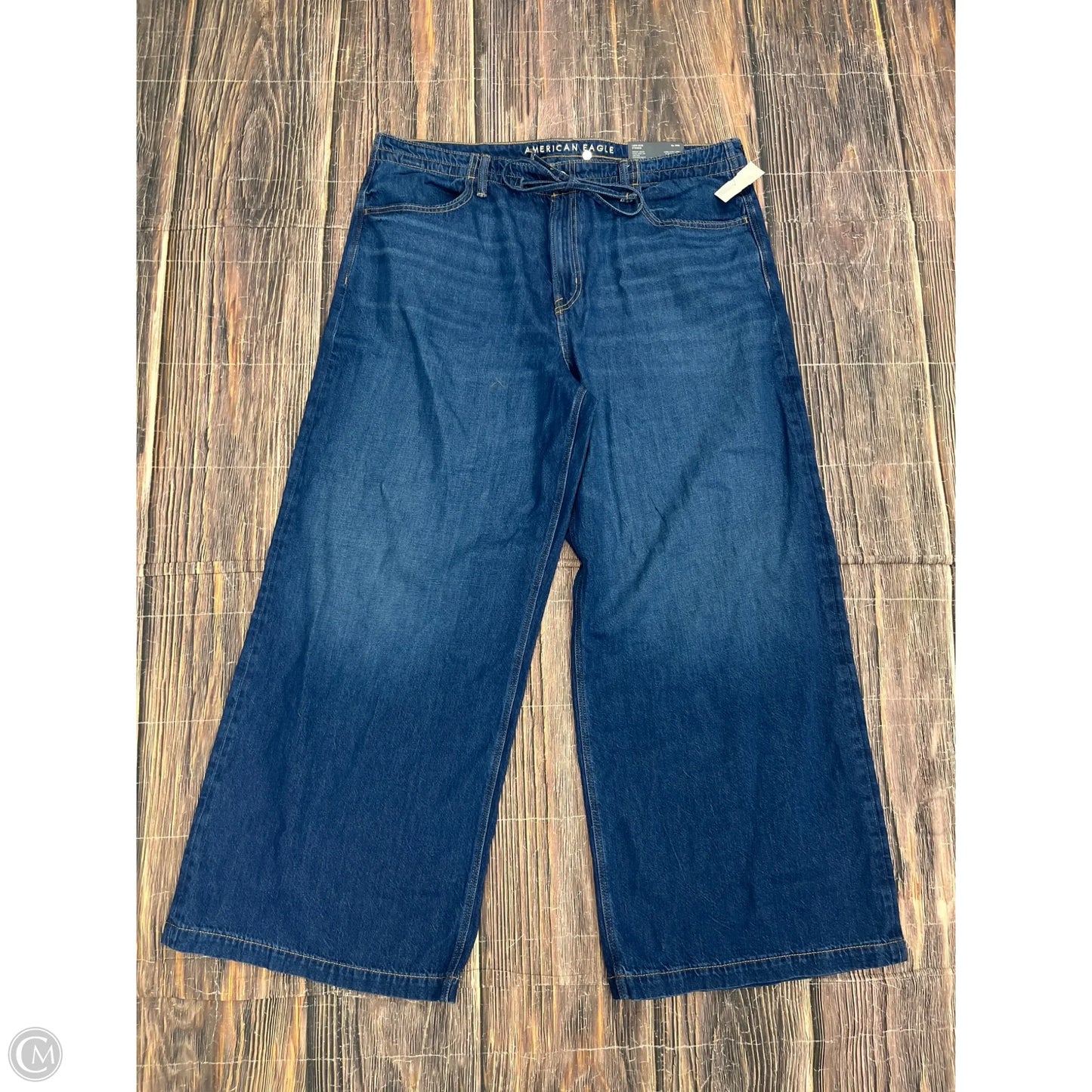 Jeans Wide Leg By American Eagle In Blue Denim, Size: 16
