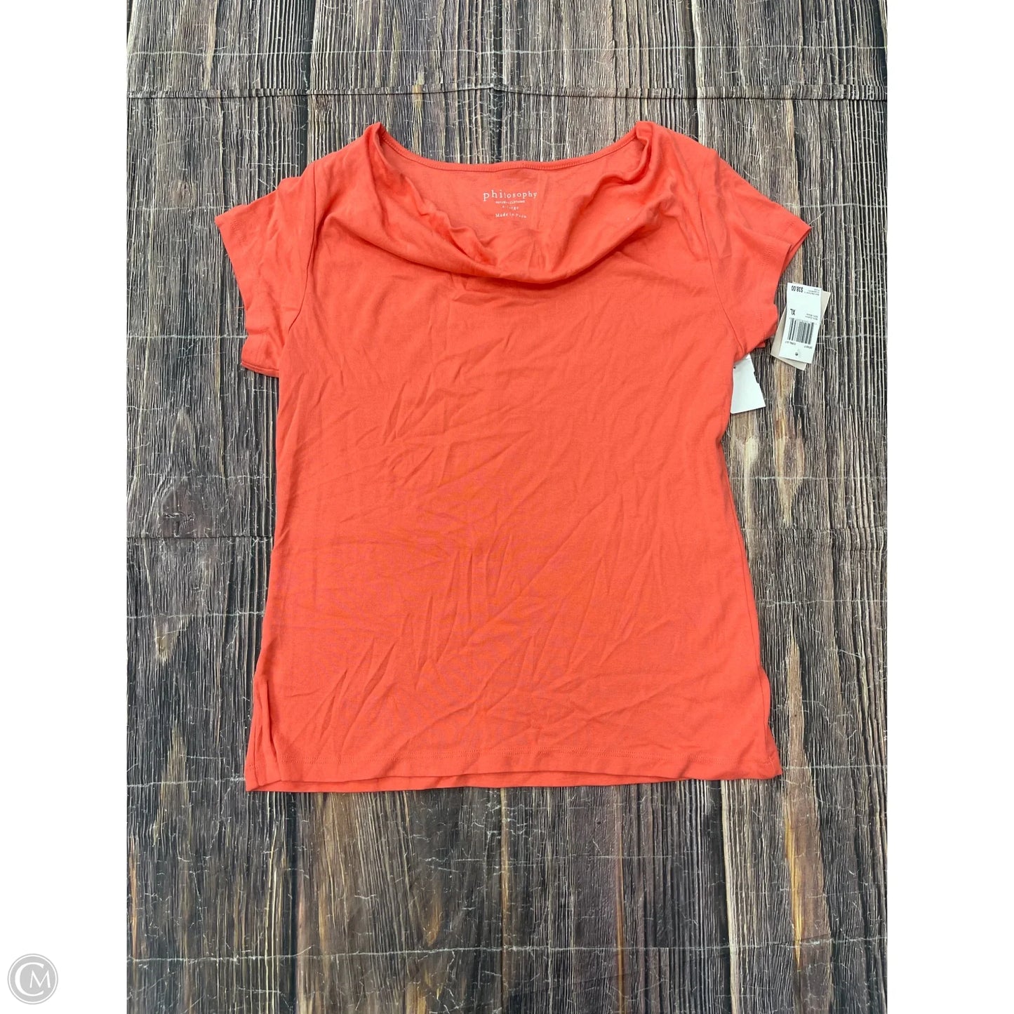 Top Short Sleeve By Philosophy In Orange, Size: Xl