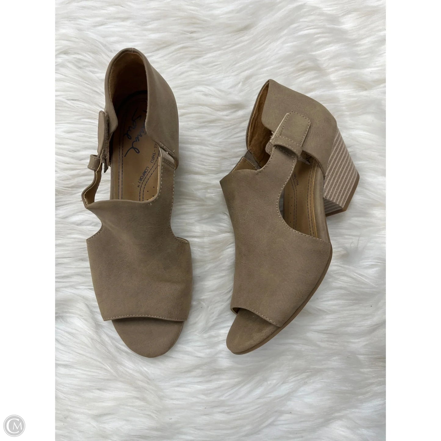Sandals Heels Block By Natural Soul In Tan, Size: 7