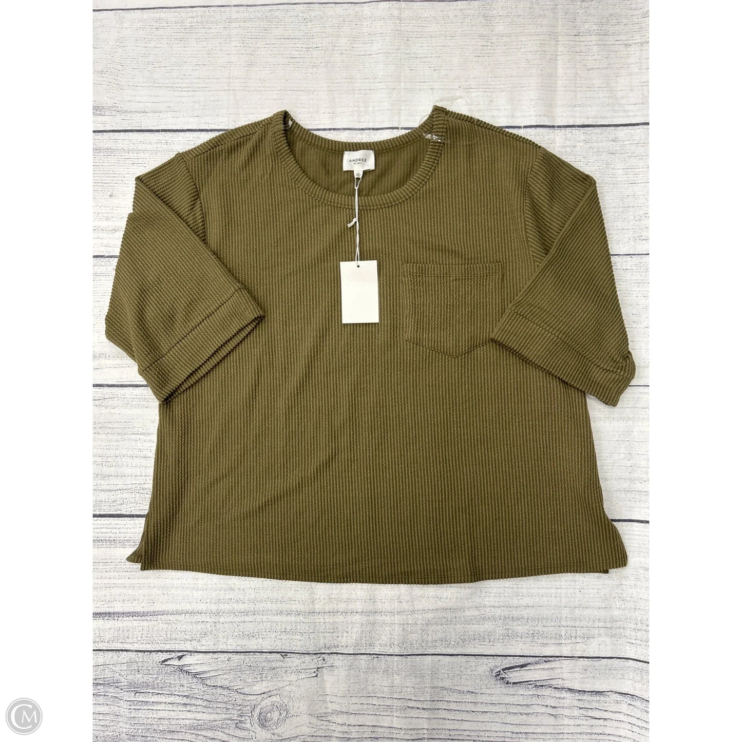 Top  3/4 Sleeve By Andree By Unit In Green, Size: 1x